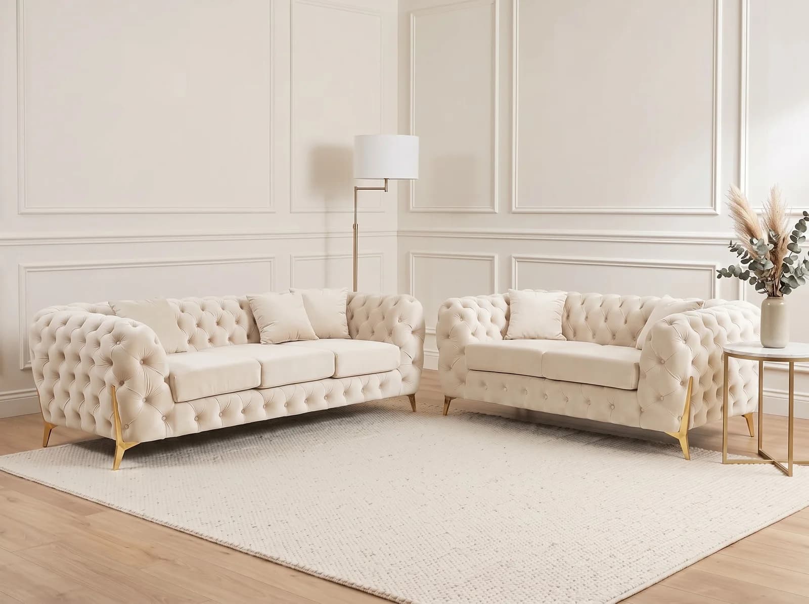 Atalian Chesterfield 3+2 Set in Cream