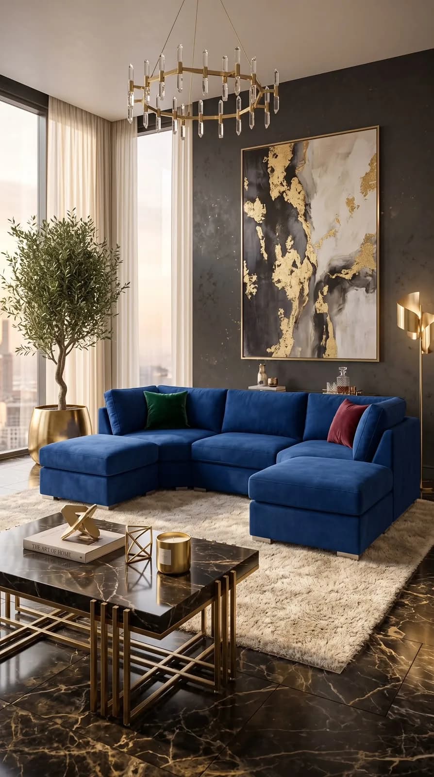 Bishop U-Shape Sofa in Olive