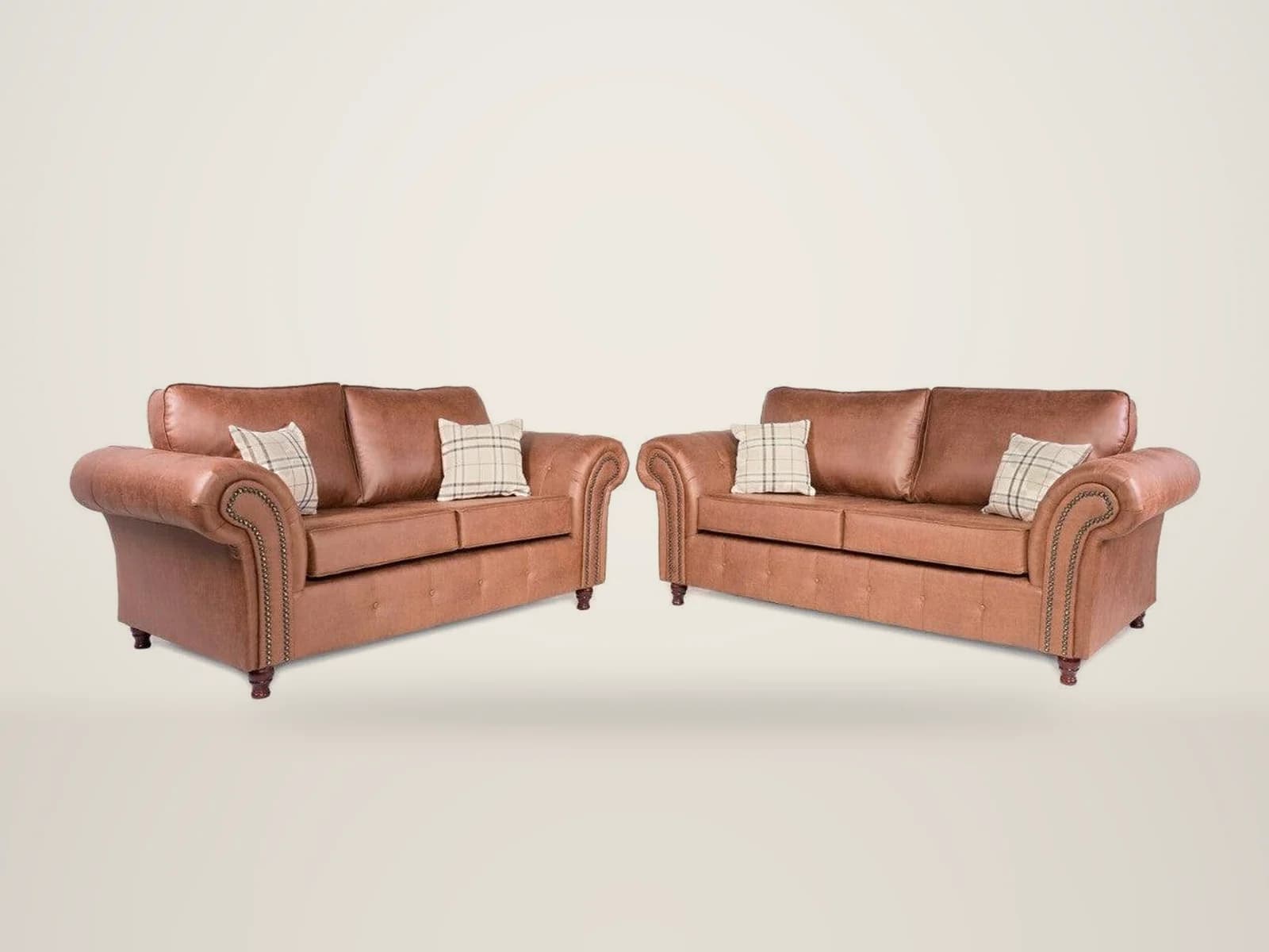 Oakland 3+2 sofa set in tan leather