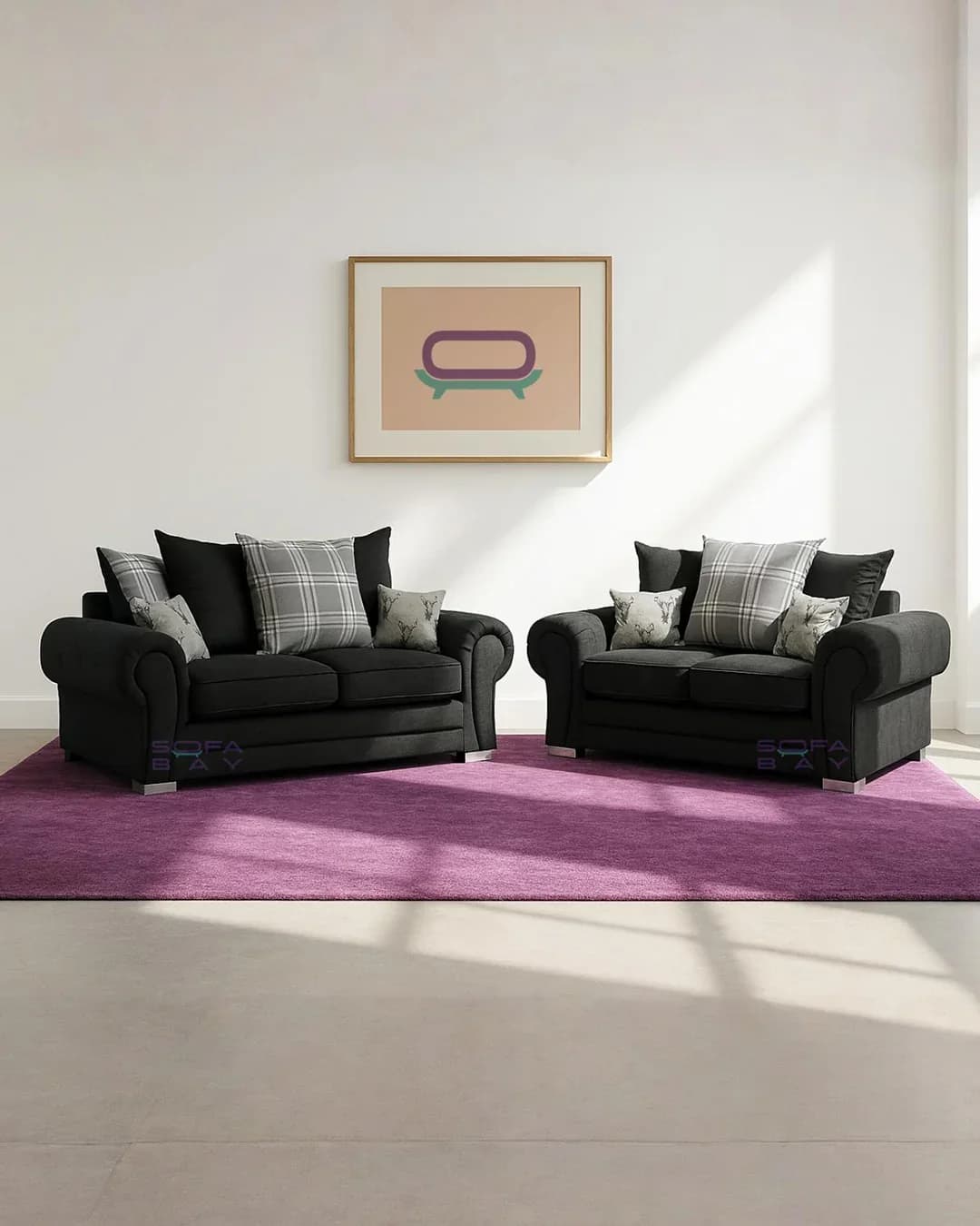 Verona Sofa 3+2 Set in Black